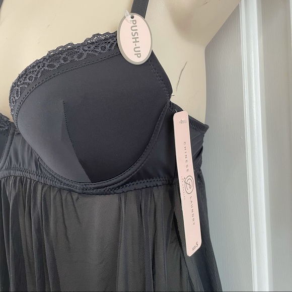 NWT SEXY BLACK SHEER BABYDOLL LACE LINGERIE - Picture 5 of 10